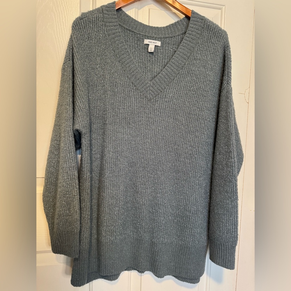 Nine West Women's Slate Gray V-Neck Sweater